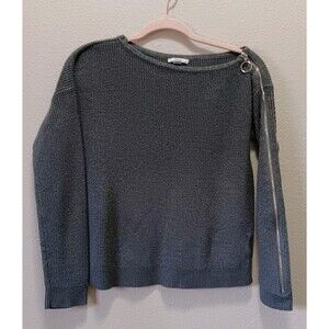 Bar lll Wool Blend Sweater Medium Zip Accent Knit Grey